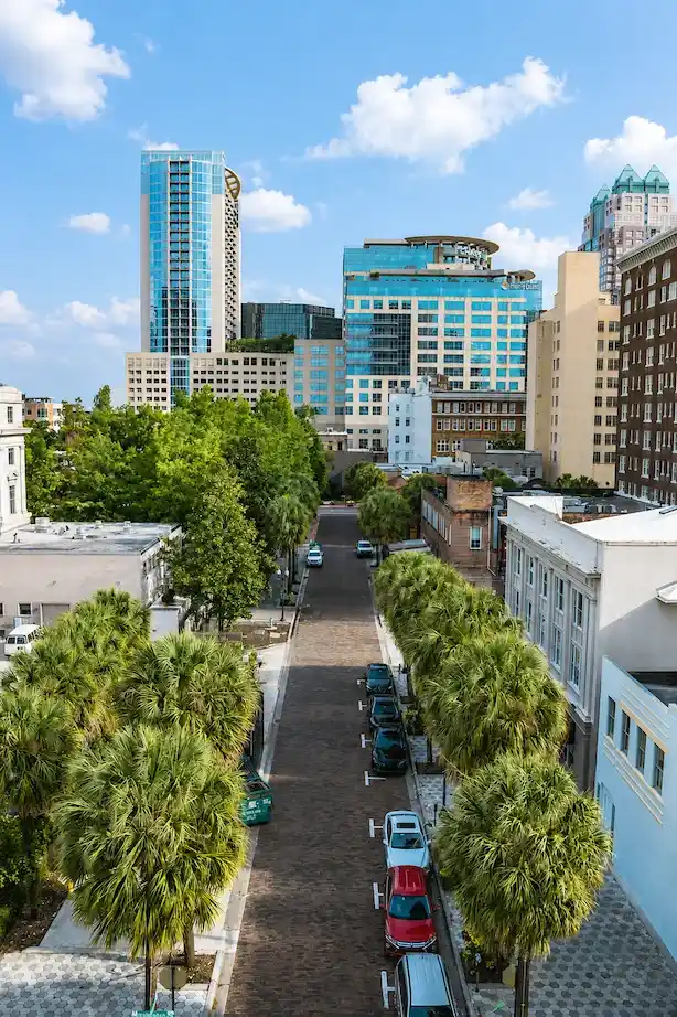 Downtown Orlando skyline and street view