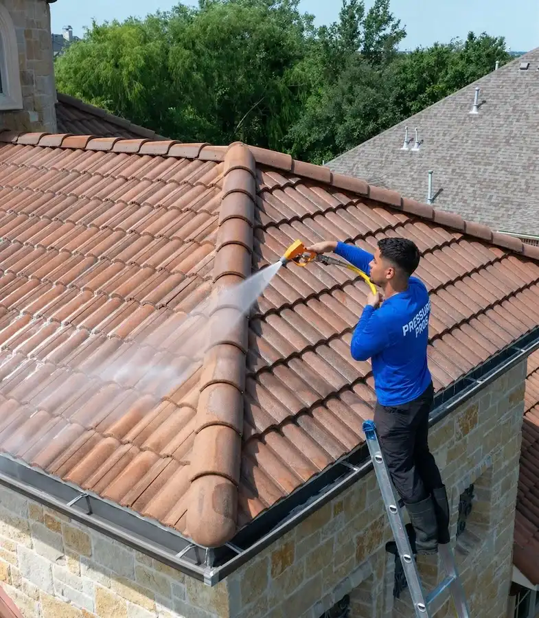 Residential roof soft wash cleaning service in Orlando